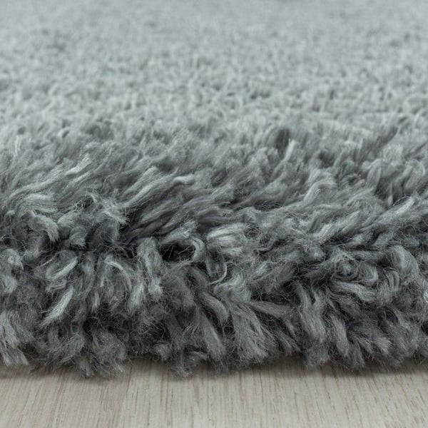 Matta - Hög pile - FLUFFY 3500 - Ljusgrå - Rund - 200 cm
