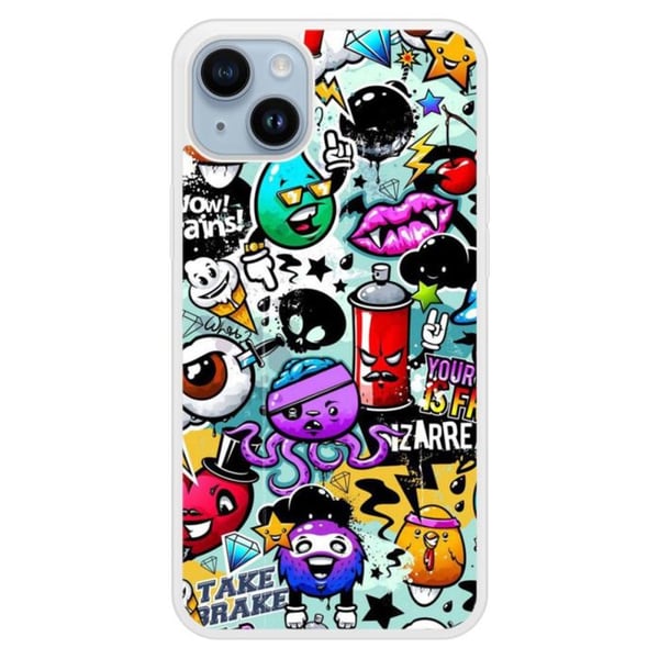 Förstärkt silikonfodral med tryck kompatibelt med Apple iPhone 14 Plus Graffiti 2