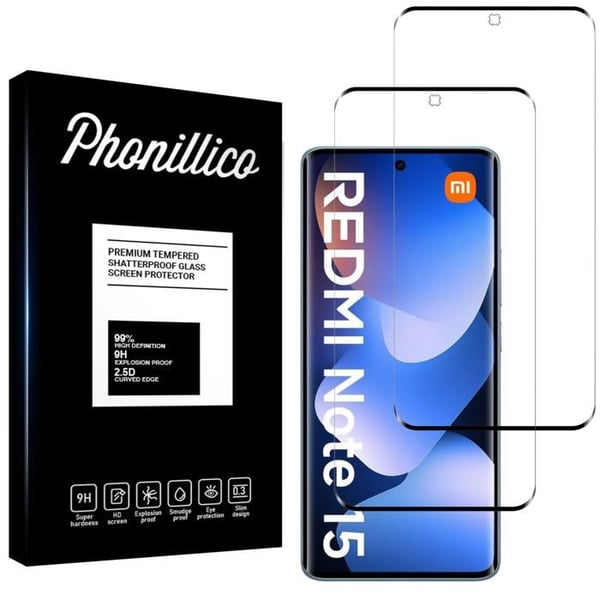 Härdat glas för Xiaomi Redmi Note 15 4G/5G [Pack 2] Skärmskydd Phonillico®