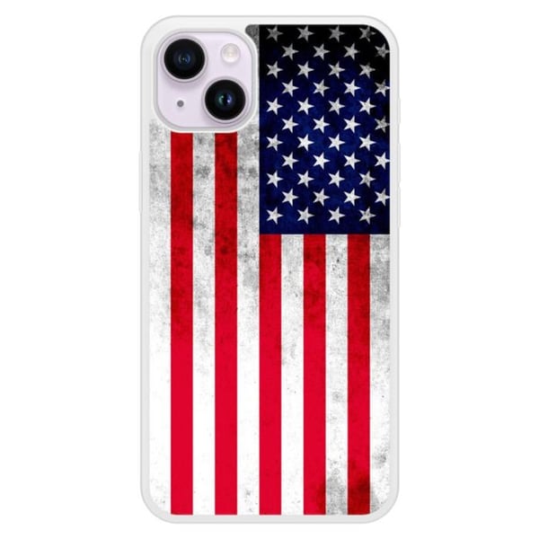 Siliconförstärkt skal med tryck, kompatibelt med Apple iPhone 15 Plus, USA:s flagga