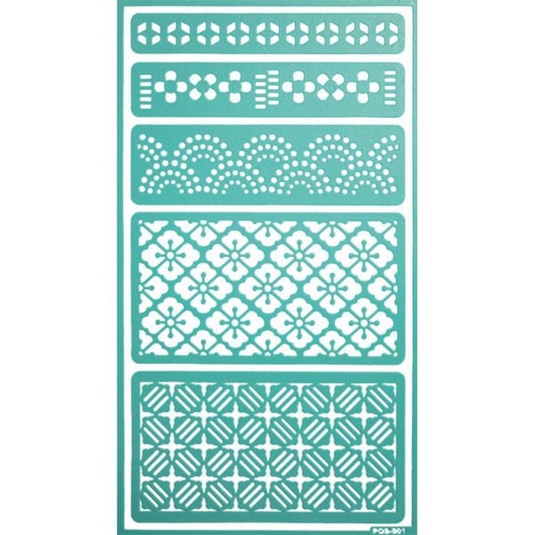 MégaCréa DIY - Återanvändbar självhäftande schablon Fancy Border 11,5 x 20,5 cm