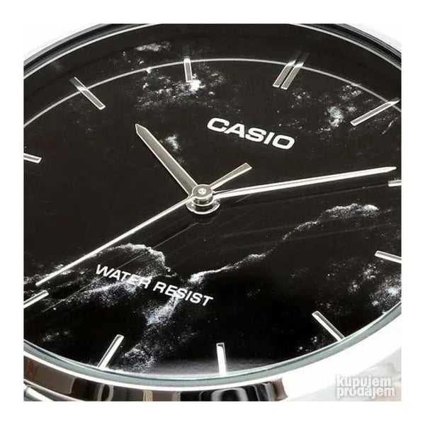 Herrklocka - CASIO - MTP-VT01DM-1A - Svart marmor urtavla - Rostfritt stål - Vattentålig