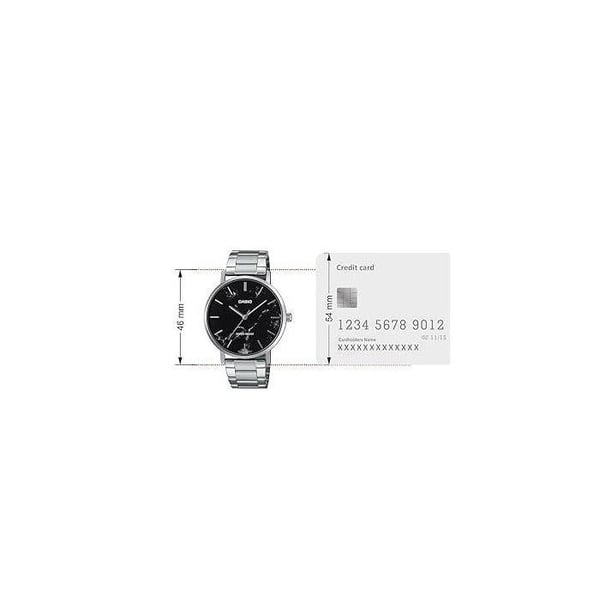 Herrklocka - CASIO - MTP-VT01DM-1A - Svart marmor urtavla - Rostfritt stål - Vattentålig