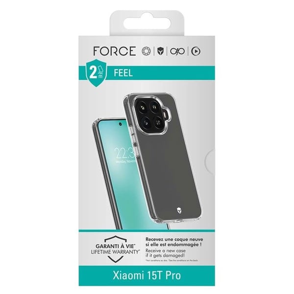 Skal - FORCE CASE - Xiaomi 15T Pro - Skydd 2m - Tryax Inserts 3D - Transparent