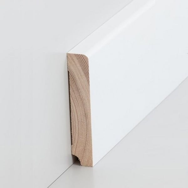 PROVISTON Massiv träsockel 13 x 60 x 2500 mm Vit att limma, klippa, skruva &amp; spik 62,5 meter | 25 stycken