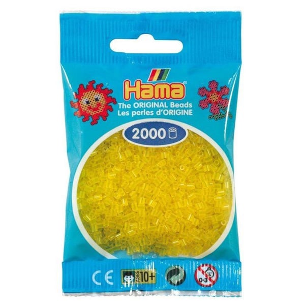 Hama - 2 000 mini pärlor (små pärlor Ø2,5 mm) transparent gul