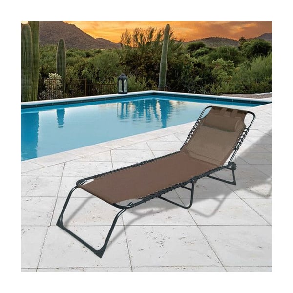 Brun hopfällbar loungestol | Trädgårdsstol utomhus 190 x 27 x 58 cm | Utomhusfällbara fåtöljer - Marbueno
