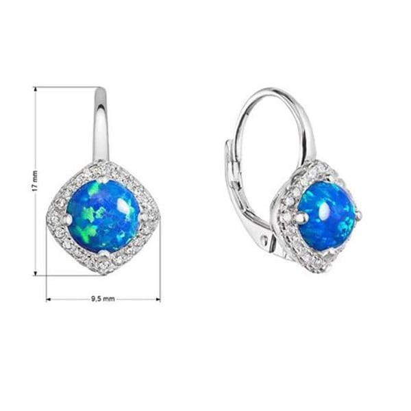 Örhängen - EVOLUTION GROUP - 11463.3 - Rhodinerat silver - Blå syntetisk opal - Kubiska zirkonstenar