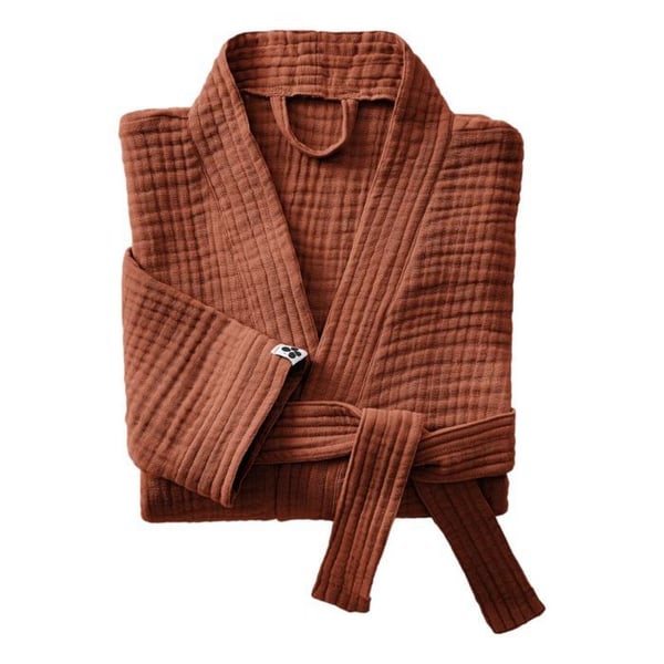 Badrock i blandad kimono Gaïa vanlig bomullsväv - Gaïa Terracotta - Storlek S/M