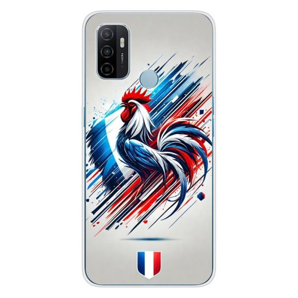 1001Coques - Silikonfodral kompatibelt med Oppo A53S - Fransk tuppmönster - Originaldesign tryckt i Frankrike