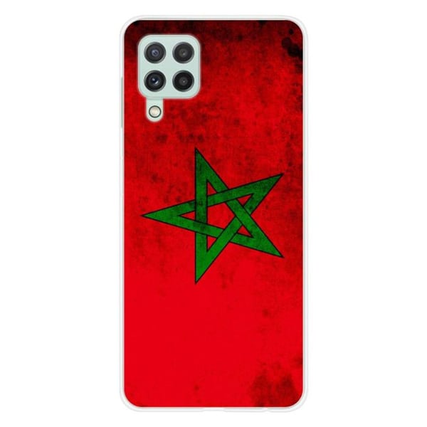 1001Coques - Silikonfodral kompatibelt med Samsung Galaxy A22 4G - Marockansk flaggmönster - Originaldesign tryckt i Frankrike