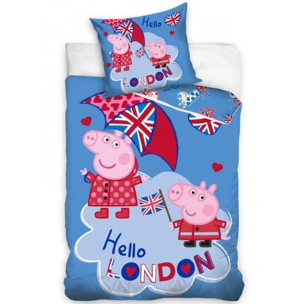 Barnsängset - PEPPA PIG - London - 140x200cm - Vändbar - 100% bomull