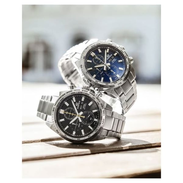 Klocka - CASIO - Edifice - Klocka med chronograf - Blå urtavla - Rostfritt stål - Vattentålighet 10 bar