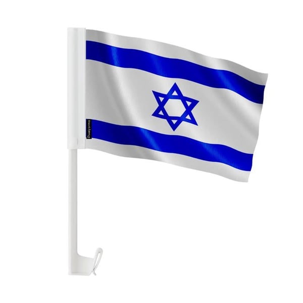 Flagga Bil Israel – 14 x 21 cm – Polyester Tyg – Fäste för Fönster – 10 stycken – Pixelforma