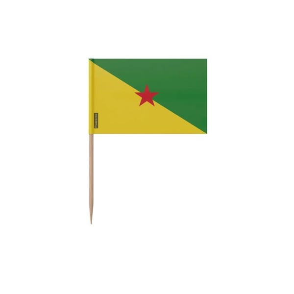 Tandpetare Guiana-flagga - 8 cm - 100 stycken - Klisterplast - Bambu-stick - Pixelforma
