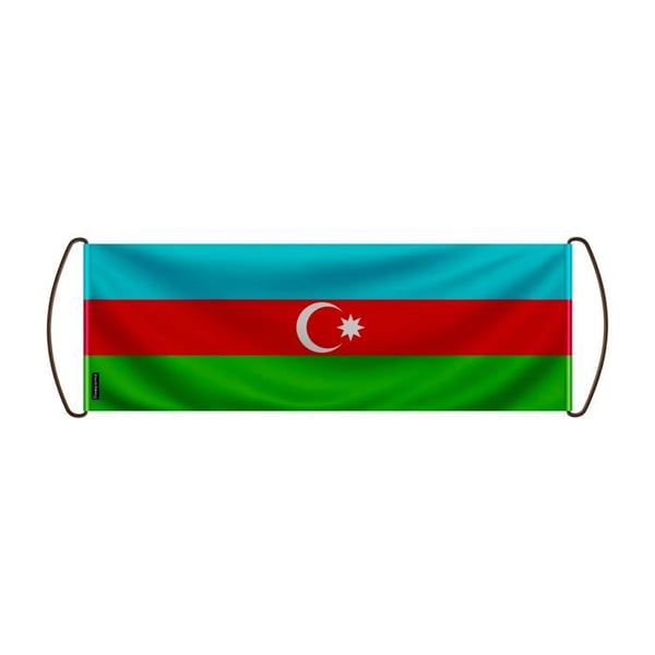Scrollbanner – Azerbajdzjans flagga – 24 x 70 cm – Polyester – Handflagga – Pixelforma