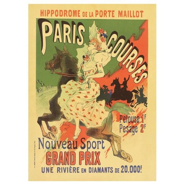 Legendarte - Vintage konstnärlig affisch Paris Races - Målning, tryck på duk cm. 50x70