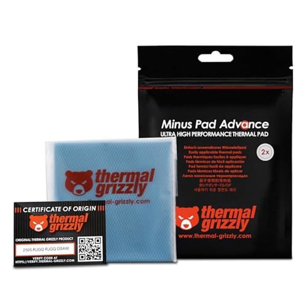 Mängd 2 Termiska Kuddar Thermal Grizzly Minus Pad Advance 100x100x1mm (Svart)