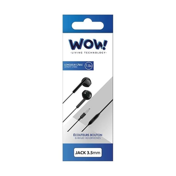 Ljudlurar med sladd - WOW - Svart - Jack 3.5mm - Mikrofon - 14mm högtalare