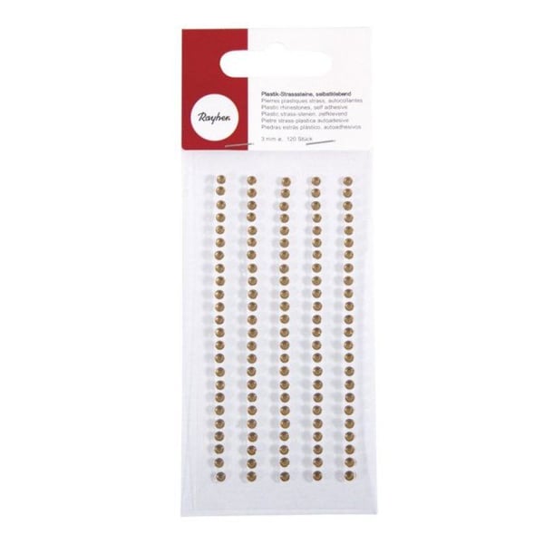 Plastpärlor strass, självhäftande, 3 mm, 120 st, topas