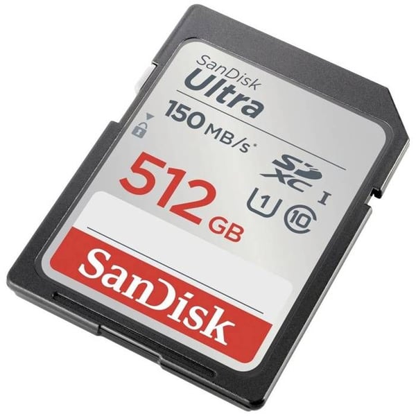 SanDisk SDXC Ultra 512 GB (Klass 10/UHS-I/150MB/s) SDXC-kort 512 GB UHS-Klass 1 Vattentätt, stötsäkert