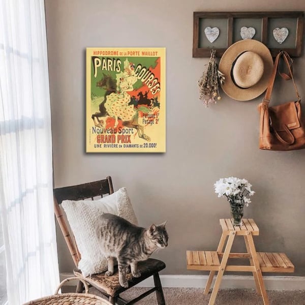 Legendarte - Vintage konstnärlig affisch Paris Races - Målning, tryck på duk cm. 50x70