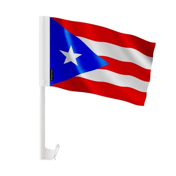 Flagga Bil Puerto Rico – 14 x 21 cm – Polyester Tyg – Fäste på Fönster – 20 stycken – Pixelforma