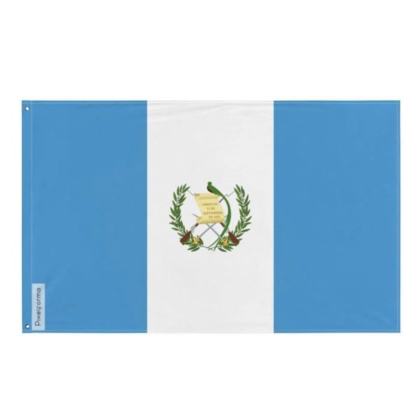 Guatemalas flagga – 128 x 192 cm – Hållbar polyester – 2 metalöljettar – Inomhus / Utomhus – Pixelforma