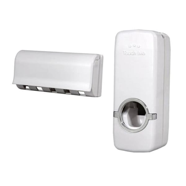 Automatisk tandkrämsdispenser + tandborsthållare Vit