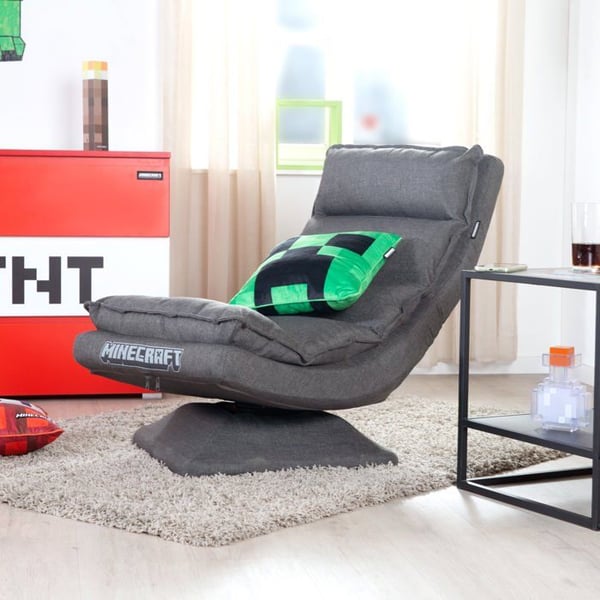Gamingfåtölj - ROBA - Minecraft - Fällbart Ryggstöd - 360° - Mörkgrå