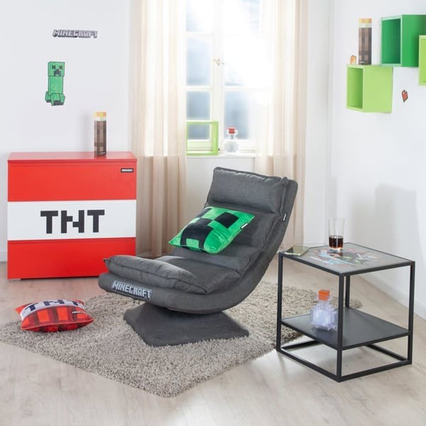 Gamingfåtölj - ROBA - Minecraft - Fällbart Ryggstöd - 360° - Mörkgrå