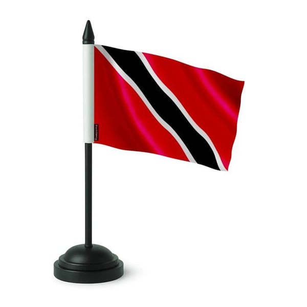 Bordflagga för Trinidad och Tobago – 14 x 21 cm – Polyester – Svart Plastfot – Pixelforma