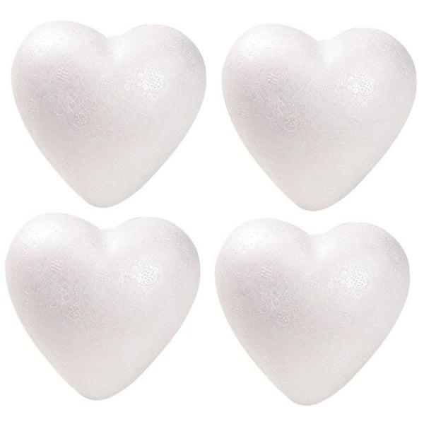 Hjärta i styropor - CTOP - 11 cm - Vit färg - Pack med 4 stycken