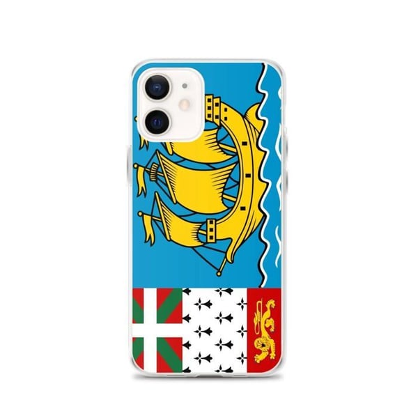 Mobilskal - PIXELFORMA - iPhone 12 - Flagga Saint-Pierre-et-Miquelon - Flexibel - Stöttebestandig
