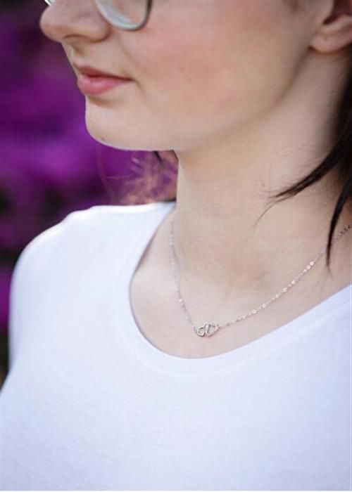 Halsband - AGATO - AGS1499/47 - Äkta sterling silver 925 - Hjärtan i zirkon kubisk - Justerbar längd 42 cm