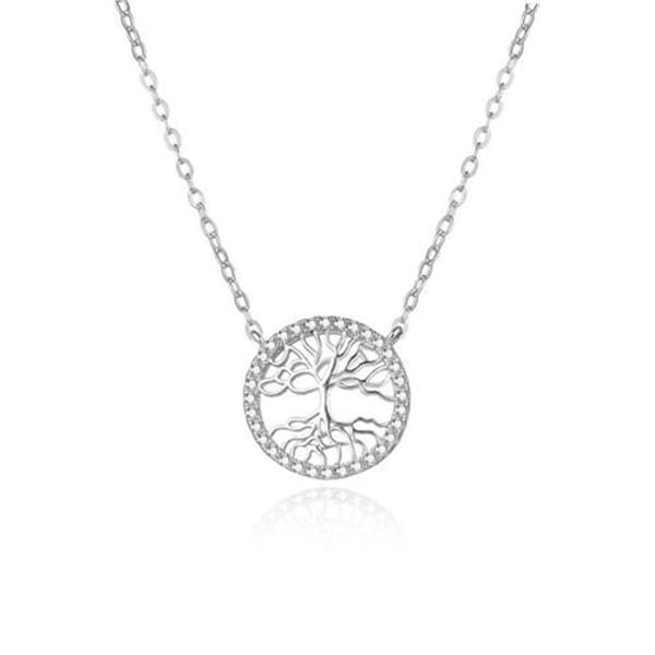 Collier - AGATO - Livets träd - Silver 925 - Kubisk zirkon - Justerbar längd 42 cm