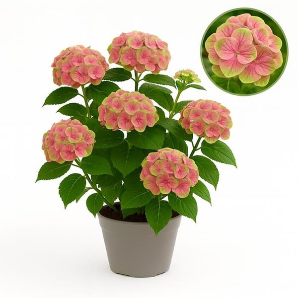 Exotenherz - Hortensia - Hydrangea Magical Green Fire - Rosa Grön - 6-10 Blomster - Kruka 23cm