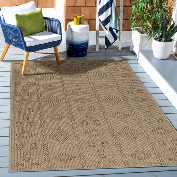 Utomhustapet, Vintage-design, Färg Svart, Matta för Terrass-Balkong-Kök, baksidan i polypropen (Dimension: 120X170 cm)