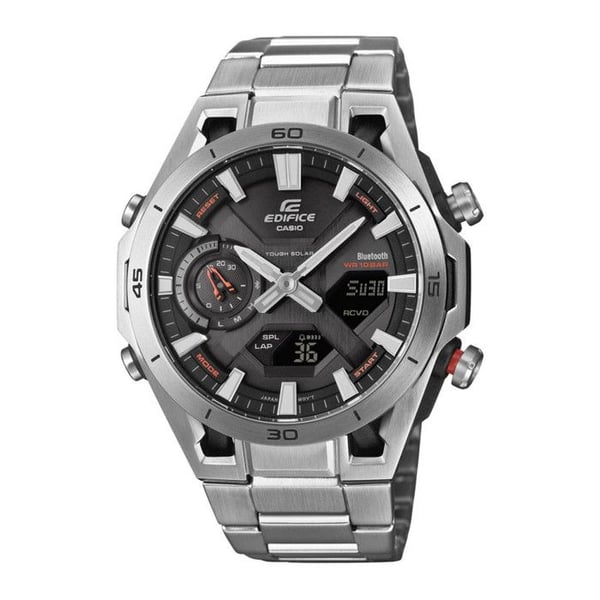Casio Edifice ECB-2300D-1AEF - Herrklocka i svart och röd stål med Bluetooth och solenergi