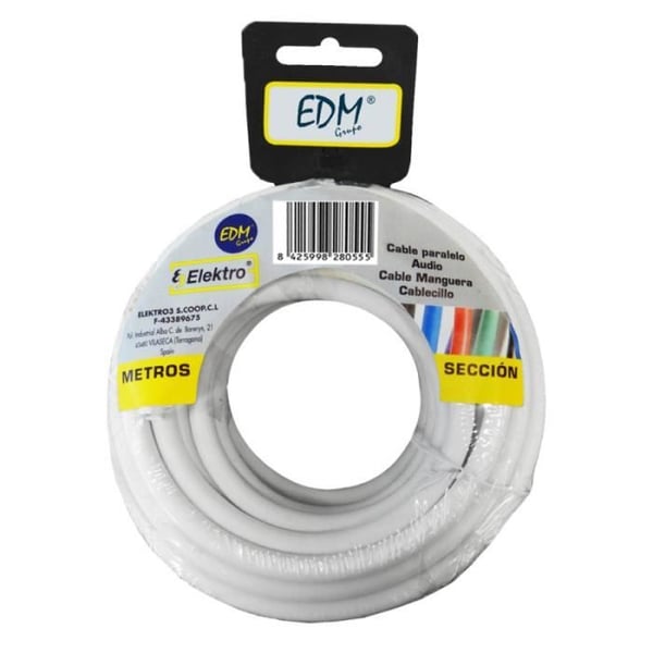 Rullerörkabel 2x1,5mm vit 20mts