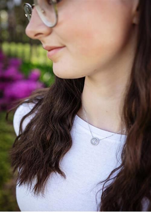 Collier - AGATO - Livets träd - Silver 925 - Kubisk zirkon - Justerbar längd 42 cm