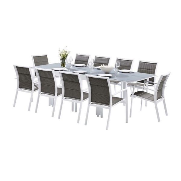 Sittgrupp i trädgården Modulo T 6/10 + F 10 Full Glas Vit Wilsa Garden