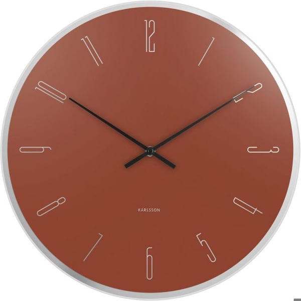 Väggklocka - KARLSSON - KA5800BR - Aluminium silver - Brun urtavla - Nutida stil