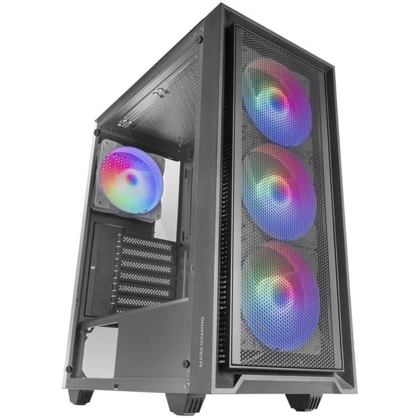 Gaming Chassi ATX - Mars Gaming - MC-AIR - 4 FRGB-fläktar 120mm - Mesh-panel - Svart härdat glas