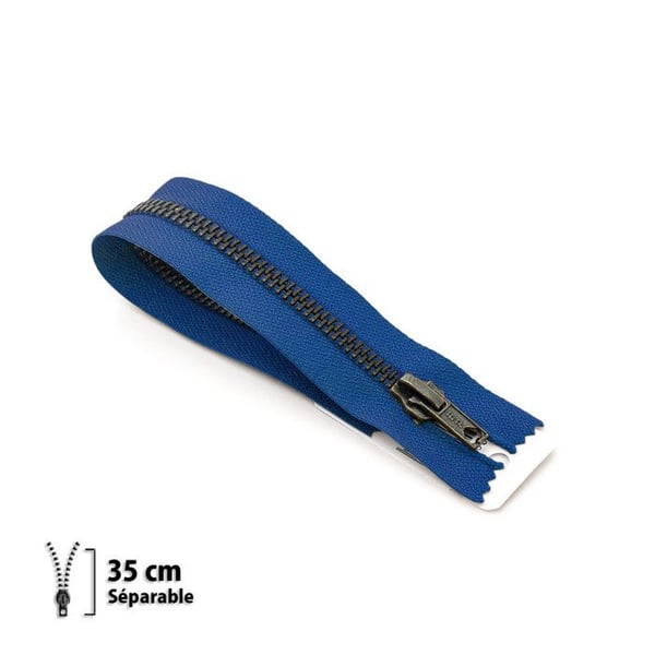 Separabel dragkedja mässing Z19 6 mm - 35 cm, blå band (såld styckvis)