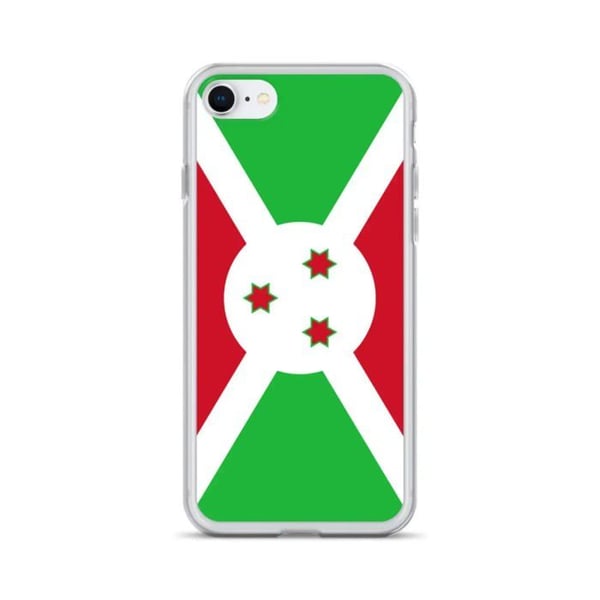 Telefonfodral – Burundi-flagga – Kompatibel med iPhone 8 – Mjukt fodral – Hållbart och stötresistent – Silikon – Pixelforma