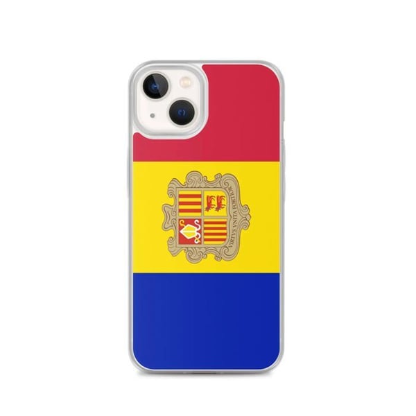 Mobilskal – Andorras flagga – Kompatibel med iPhone 13 – Flexibelt fodral – Slitstarkt och stötsäkert - Silikon - Pixelforma