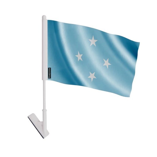 Klistret flagga Förenta staterna i Mikronesiens förbund – 14 x 21 cm – Mjuk polyester – Lätt att klistra – 1 styck – Pixelforma