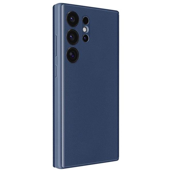 Fodral Fönster - Samsung - Galaxy S24 Ultra - Mörkblå Läder - Kortficka - Magnetstängning