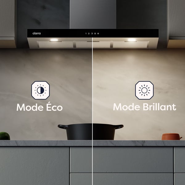 CIARRA Fläktkåpa 90cm Wi-Fi Connected and Touch 650 m3/h 4 hastigheter Booster Klass A+++ Rostfritt stål Väggmonterad köksfläkt